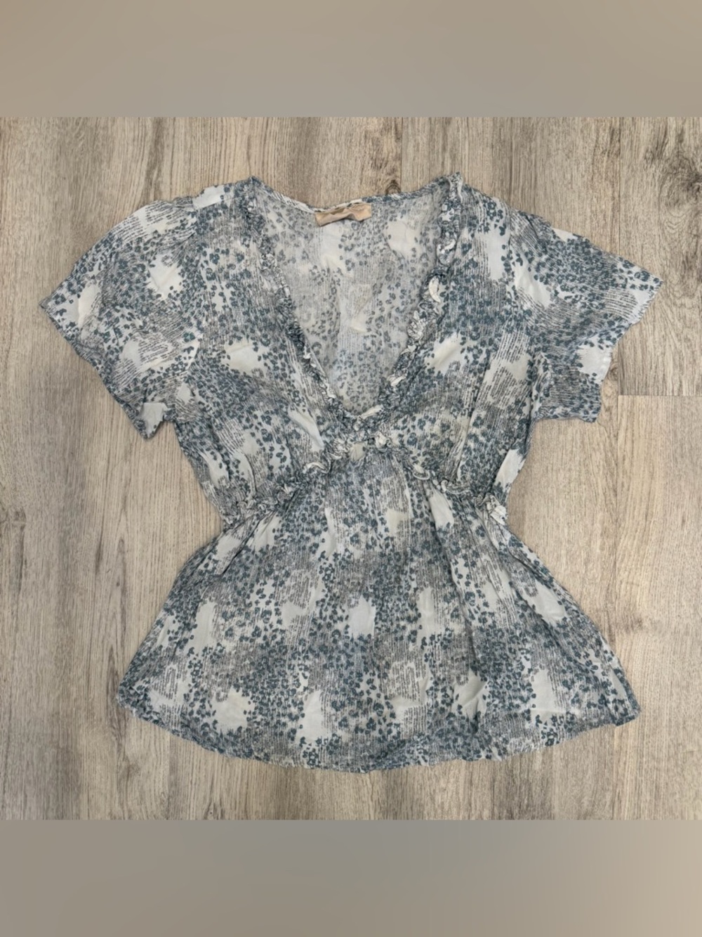 Savannah Jane Boho‎ Peplum Blouse Flowy Rayon Top Ruffle Detail Size S